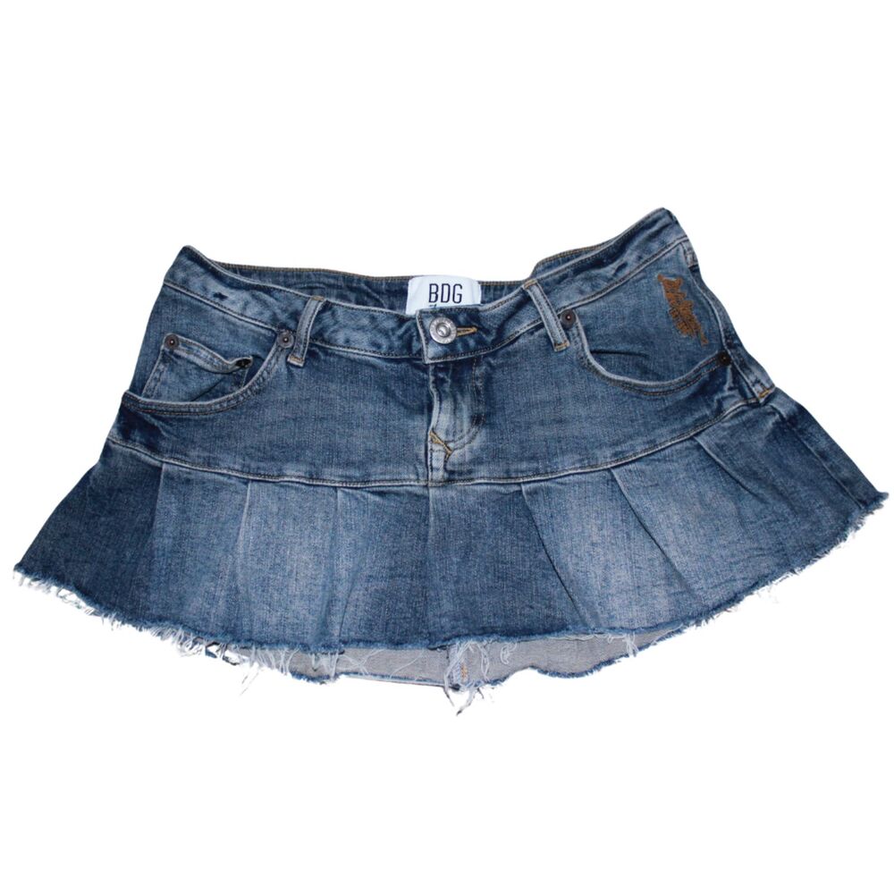 BDG Urban Outfitters Blue Denim Pleated Micro Mini Skirt Size M
